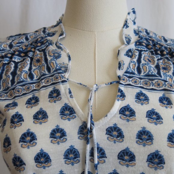 LUCKY BRAND Sleeveless Tie Neck Blouse, Soft Cotton Mix, Size S - Picture 4 of 8